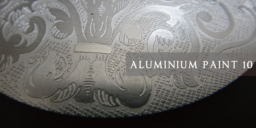 アルミニウムにペイントする技術を利用し、マスク、エッヂング施したサンプル Masked and etched samples using aluminum paint technology